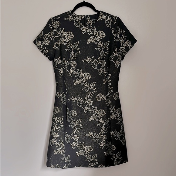 Ann Taylor shimmer brocade flare pocket dress - Picture 3 of 6